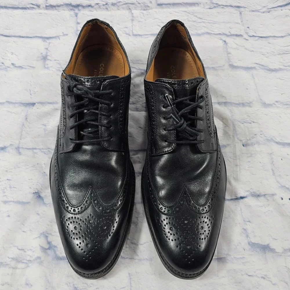 Cole Haan Madison Grand Wingtip Oxford MEN 11.5 Black Leather Brogue Dress Shoes